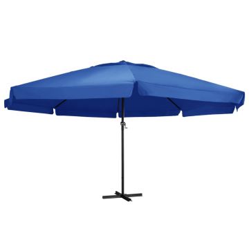 vidaXL Umbrelă de soare cu stâlp aluminiu, albastru azur, 600 cm