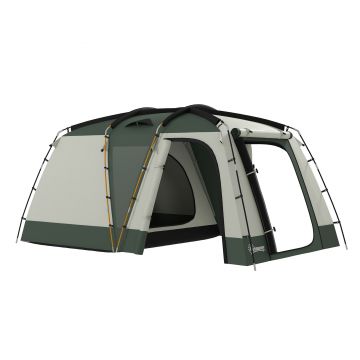 Outsunny Cort de Camping Impermeabil cu 4 Locuri, cu Zonă Separată de Dormit și Living, Cort de Camping din Poliester, 460x300x200 cm, Verde