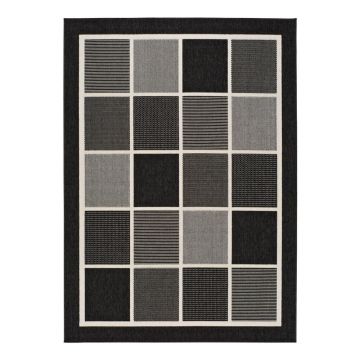 Covor pentru exterior Universal Nicol Squares, 140 x 200 cm, negru-gri