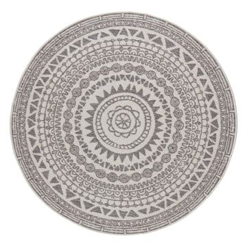 Covor adecvat pentru exterior NORTHRUGS Coron, ø 200 cm, gri-crem