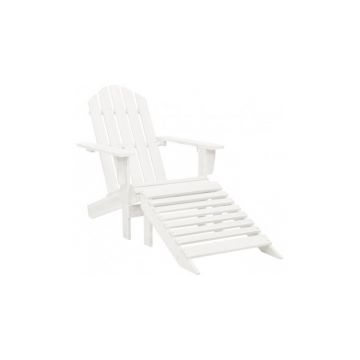 Scaun de gradina din lem cu taburet, alb Scaun de gradina din lem cu taburet, alb
