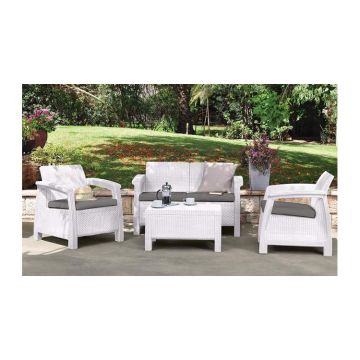 Set mobilier de gradina Corfu alb-gri