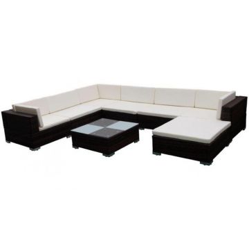 Set mobilier de gradina din poliratan 24 piese Maro