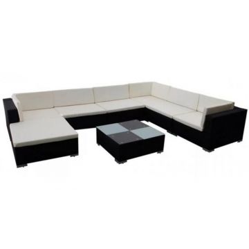 Set mobilier de gradina din poliratan 24 piese Negru