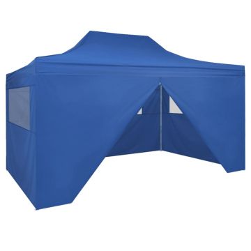 42512 vidaXL Foldable Tent Pop-Up with 4 Side Walls 3x4,5 m Blue