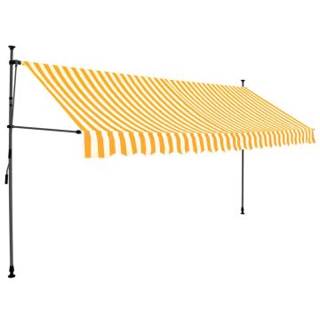 vidaXL Copertină retractabilă manual cu LED, alb & portocaliu, 350 cm vidaXL Copertină retractabilă manual cu LED, alb & portocaliu, 350 cm