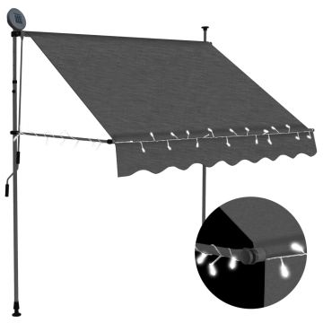 vidaXL Copertină retractabilă manual cu LED, antracit, 100 cm