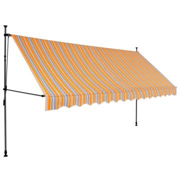 vidaXL Copertină retractabilă manual cu LED, galben & albastru, 350 cm