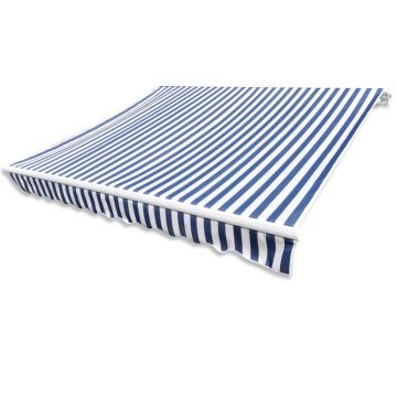 vidaXL Pânză de copertină, albastru și alb, 450 x 300 cm