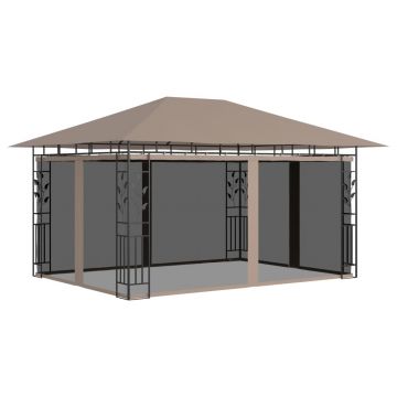 vidaXL Pavilion cu plasă anti-țânțari, gri taupe, 4x3x2,73 m, 180 g/m²