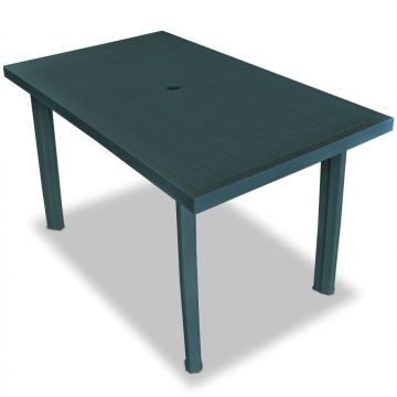 vidaXL Set mobilier de exterior, 7 piese, verde, plastic