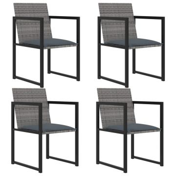 vidaXL Set mobilier de exterior cu perne, 5 piese, gri, poliratan