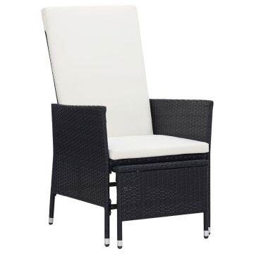 vidaXL Set mobilier de grădină cu perne, 2 piese, negru, poliratan