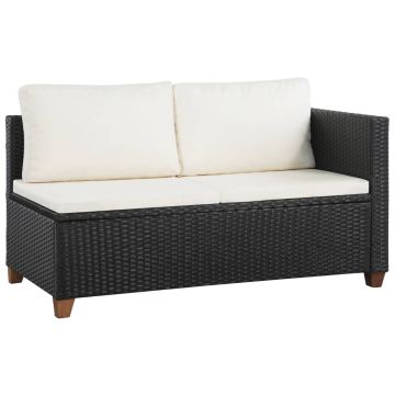 vidaXL Set mobilier de grădină cu perne, 4 piese, negru, poliratan