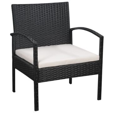 vidaXL Set mobilier de grădină cu perne, 5 piese, negru, poliratan