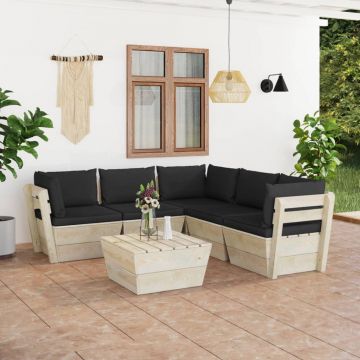 vidaXL Set mobilier grădină din paleți cu perne, 6 piese, lemn molid