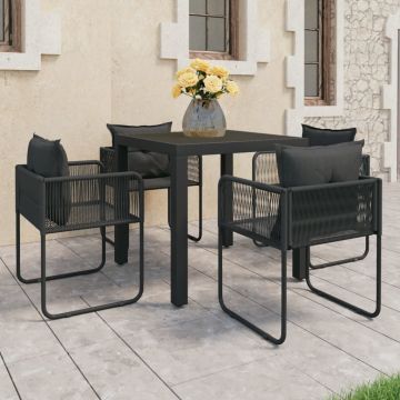 vidaXL Set mobilier masă de grădină, 5 piese, negru, ratan PVC