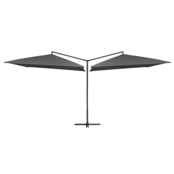 vidaXL Umbrelă de soare cu stâlp din oțel, antracit, 250x250 cm