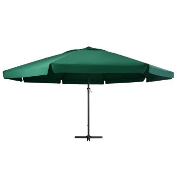 vidaXL Umbrelă de soare de exterior, stâlp aluminiu, verde, 600 cm