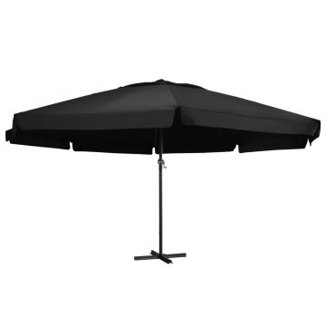 vidaXL Umbrelă de soare exterior cu stâlp aluminiu, negru, 500 cm