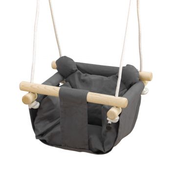AIYAPLAY Leagăn pentru Bebeluși cu Înălțime Reglabilă pentru Copii de 9-36 Luni 40x40x110-180 cm Gri și Lemn | Aosom Romania