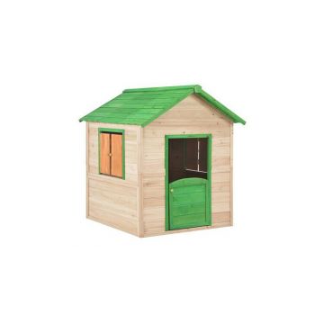 Casuta de joaca pentru copii, verde, lemn de brad