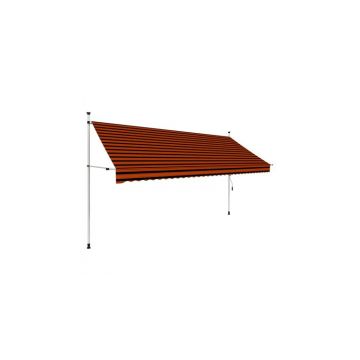 Copertina retractabila manual, portocaliu si maro, 350 cm