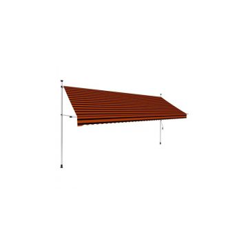 Copertina retractabila manual, portocaliu si maro, 400 cm