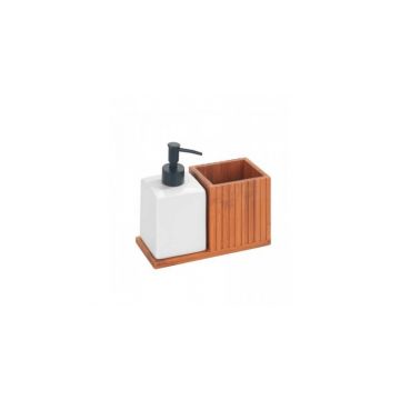 Dispenser detergent lichid de vase cu suport de ustensile din bambus 18,5x8,5x17 cm Wenko Mera 54944100