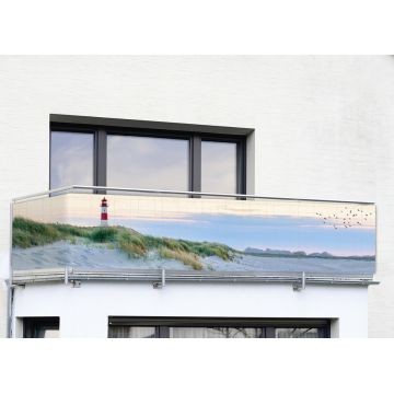 Folie paravan pentru balcon si gradina North Sea Coast, Maximex, 500x85 cm, PVC/poliamida, multicolor