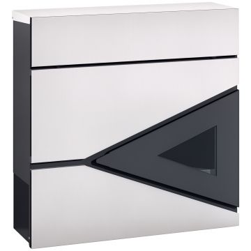HOMCOM Căsuță poștală de perete din oțel galvanizat, blocabilă cu fereastră, material de montaj, 37 x 11 x 37 cm, argintiu | Aosom Romania