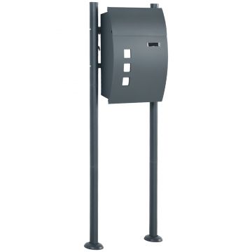 HOMCOM Cutie Poștală, Cutie pentru Corespondență, Blocabilă, Suportabilă, 2 Chei, Oțel, 44 cm x 15 cm x 114 cm, Gri Închis | Aosom Romania