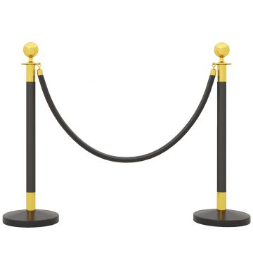 HOMCOM Stâlpi de Ghidare cu Funie de Catifea de 1,5 m și Bază de Umplut, din Oțel Inoxidabil, Ø32x96 cm, Negru | Aosom Romania