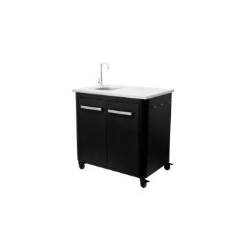 Modul bucatarie de exterior cu doua usi, cu chiuveta, robinet si blat de lucru din inox Cozze negru 90x60x90 cm 90529