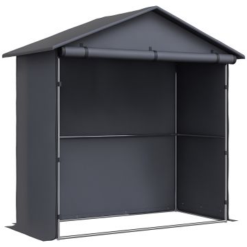 Outsunny Cort Garaj cu Intrare Rulabilă, Corzi și Țăruși, 1.1x2 m, Gri Închis | Aosom Romania