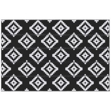 Outsunny Covor de Exterior Rezistent la Raze UV, 182x274 cm, Negru și Alb | Aosom Romania