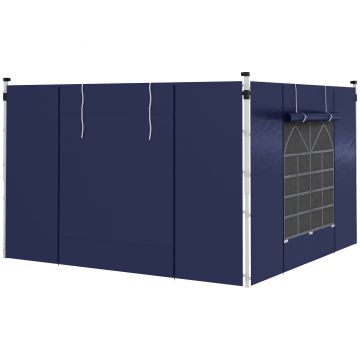 Outsunny Curtine Pavilion, Set de 2, pentru Pavilion de Grădină 3x6m sau 3x3m, cu Ferestre și Uși, Albastru | Aosom Romania