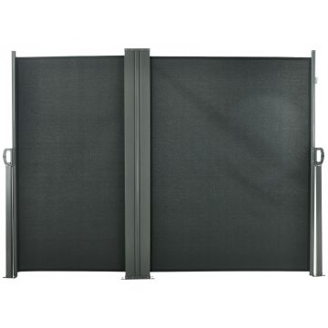 Outsunny Dublu Store lateral Panou de Confidențialitate paravan retractabil dim. 6L x 1,80H m Poliester Anti-UV Gri | Aosom Romania