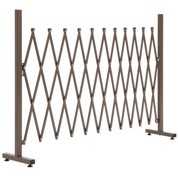 Outsunny Gard de Grădină cu Lățime Reglabilă, Gard de Grădină Multifuncțional din Metal și Aluminiu, 300x31x103,5 cm, Maro Închis