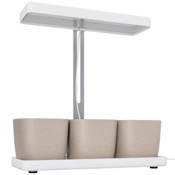 Outsunny Lampă pentru Plante cu 42 de Lumini LED și 3 Vase 45x18.8x47.8 cm Alb | Aosom Romania