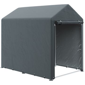 Outsunny Magazie pentru Scule cu Protecție UV și Intrare cu Fermoar, Cort de Garaj, 120x179x165 cm, Gri Închis | Aosom Romania