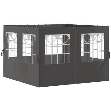 Outsunny Panouri laterale pentru pergolă, 4 panouri laterale pentru pavilion de grădină, cu fermoare, 3 x 4 m pergolă, Gri închis | Aosom Romania