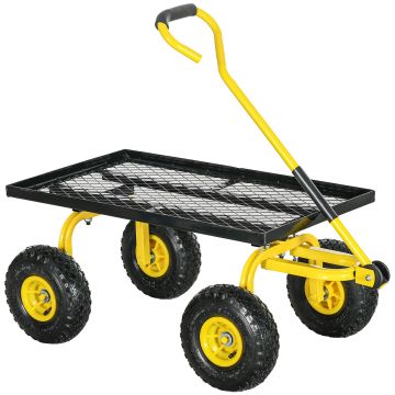 Outsunny Roabă de Grădină cu Mâner și 4 Roți Mari, Capacitate 150 kg, 94x48,5x100 cm, Verde | Aosom Romania