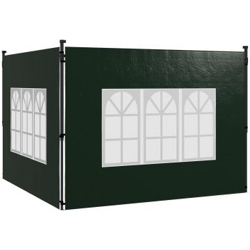 Outsunny Set 2 Pereți Laterali pentru Chioșcuri, Foi Foișor cu Ferestre din PE și Plastic, 3x3 m sau 3x6 m, Verde | Aosom Romania