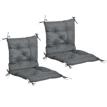 Outsunny Set de 2 perne de scaun de exterior, perne de grădină cu atașe, perne pentru terasă sau balcon, 98 x 50 x 8 cm, gri | Aosom Romania