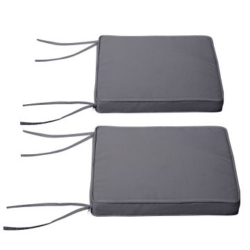 Outsunny Set de 2 perne pentru fotolii de grădină Pernă pentru scaun de exterior Perne de șezut detasabile Umplutură de 5 cm Tesatura de poliester dim. 45L x 45l cm Gri închis | Aosom Romania