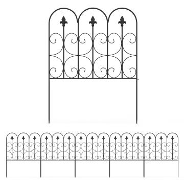 Outsunny Set de 5 garduri de grădină decorative din sârmă metalică antirugină pentru exterior, negru | Aosom Romania