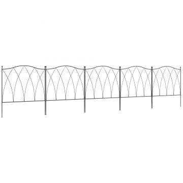 Outsunny Set Gard de Grădină cu 5 Panouri și Șnururi de Fixare, 305x62 cm, Negru | Aosom Romania