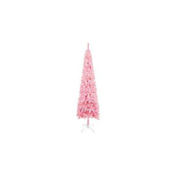 Pom de Craciun artificial subtire, roz, 240 cm