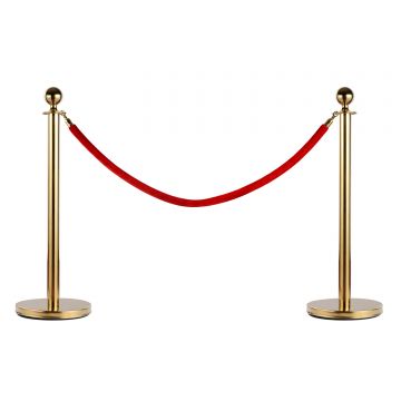 Separator de coloane format din 2 stalpi din otel inoxidabil si un cablu de flanela Ф32x95cm auriu, rosu HOMCOM | Aosom Romania